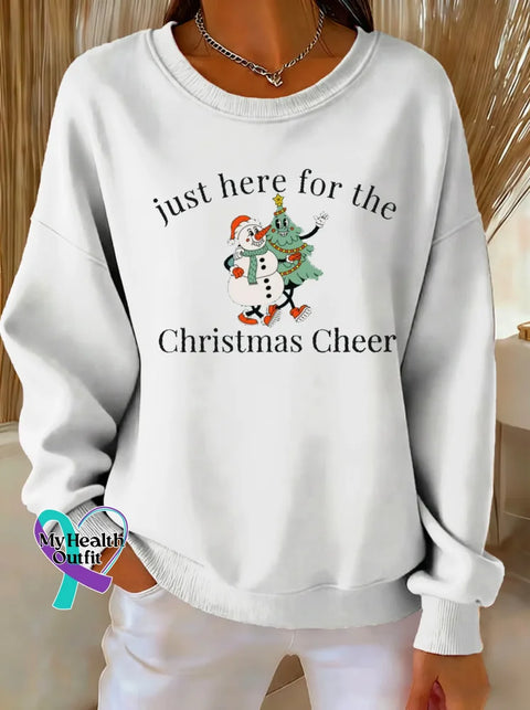 Just Here For The Christmas Cheer Print Casual Sweatshirt White / S