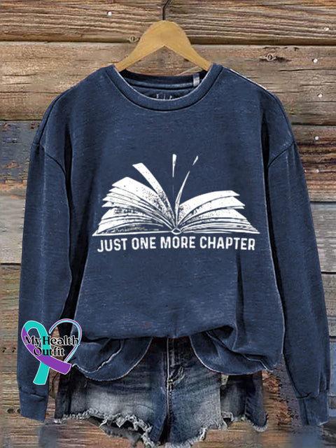 Just One More Chapter Read Books Art Design Print Casual Sweatshirt Navy Blue / S