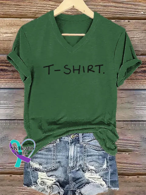 Just T-Shirt Art V-neck Casual T-Shirt Green / S