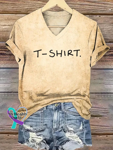 Just T-Shirt Art V-neck Casual T-Shirt Khaki / S