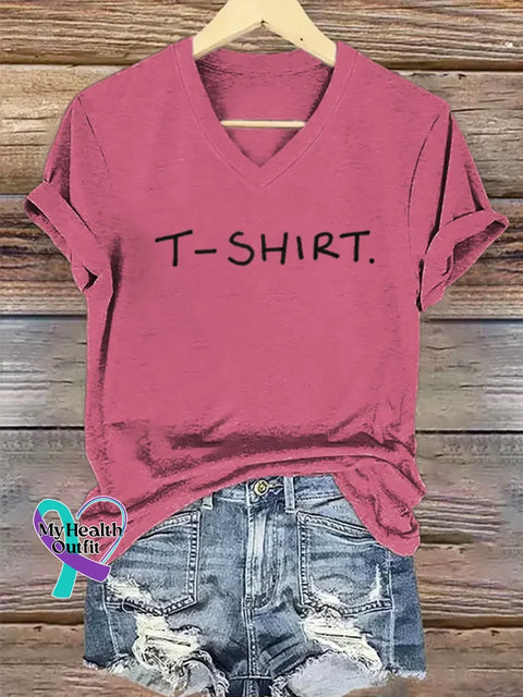 Just T-Shirt Art V-neck Casual T-Shirt Pink / S