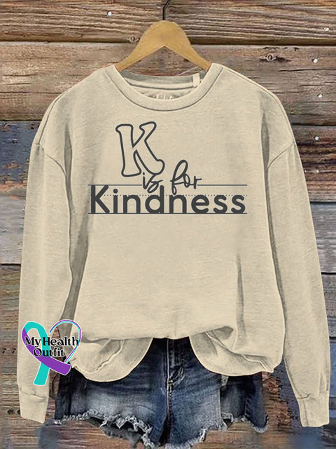K Is For Kindness Print Casual Sweatshirt Beige / S