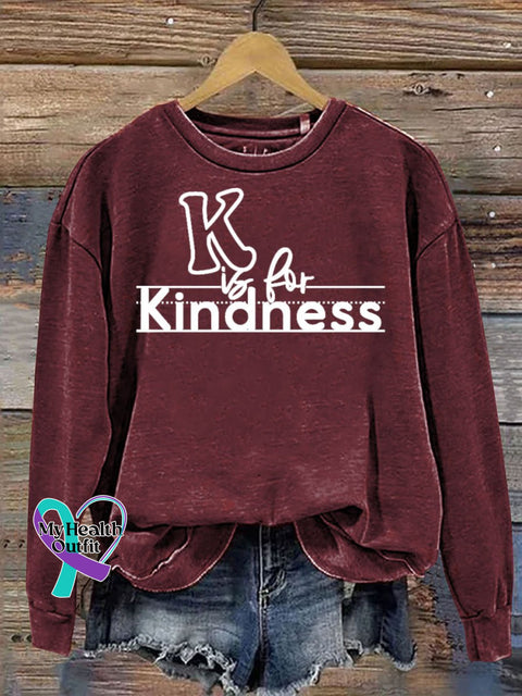 K Is For Kindness Print Casual Sweatshirt Red / S