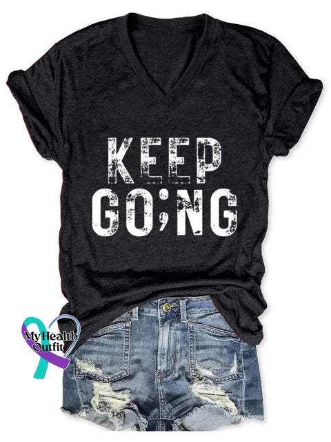 Keep Going Art Casual T-Shirt Black / S