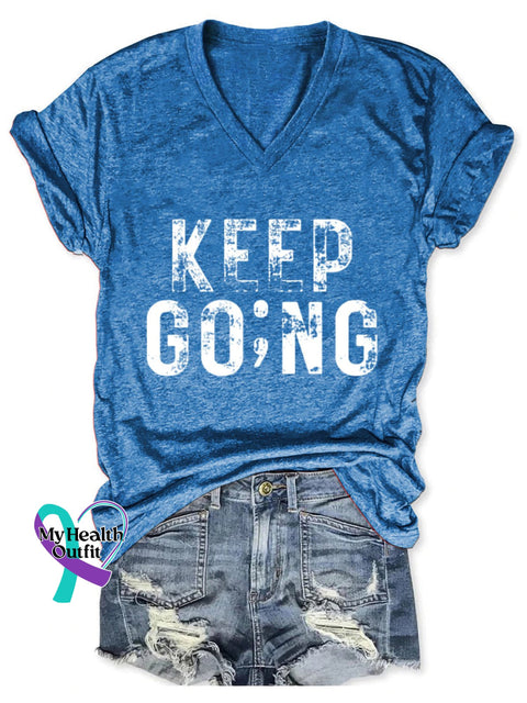 Keep Going Art Casual T-Shirt Blue / S