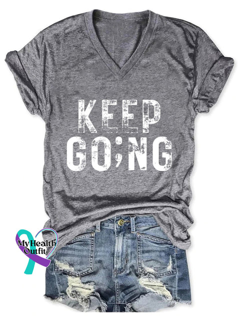 Keep Going Art Casual T-Shirt Grey / S