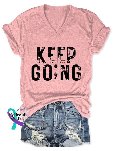 Keep Going Art Casual T-Shirt Pink / S
