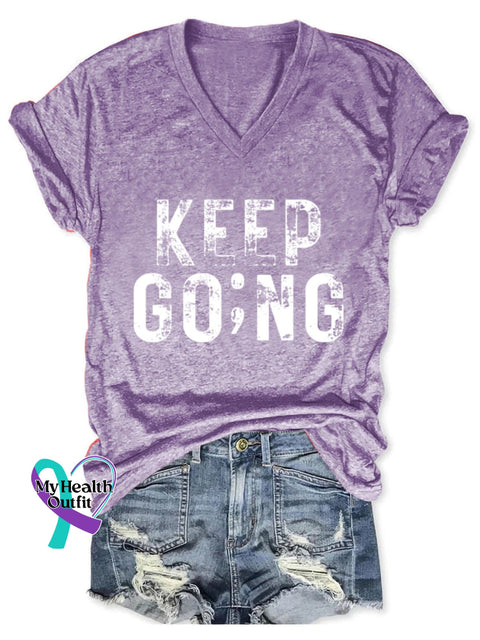Keep Going Art Casual T-Shirt Purple / S