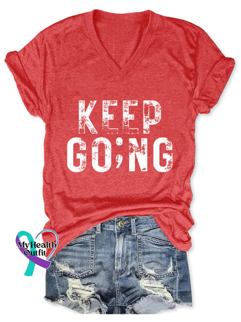 Keep Going Art Casual T-Shirt Red / S