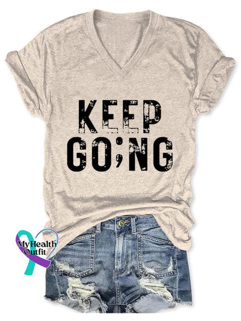 Keep Going Art Casual T-Shirt Sand / S