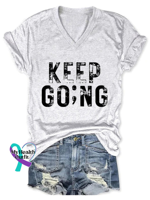 Keep Going Art Casual T-Shirt White / S