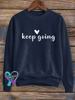 Keep Going Print Casual Sweatshirt Blue / S