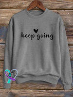 Keep Going Print Casual Sweatshirt Grey / S