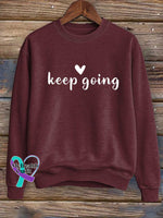 Keep Going Print Casual Sweatshirt Red / S