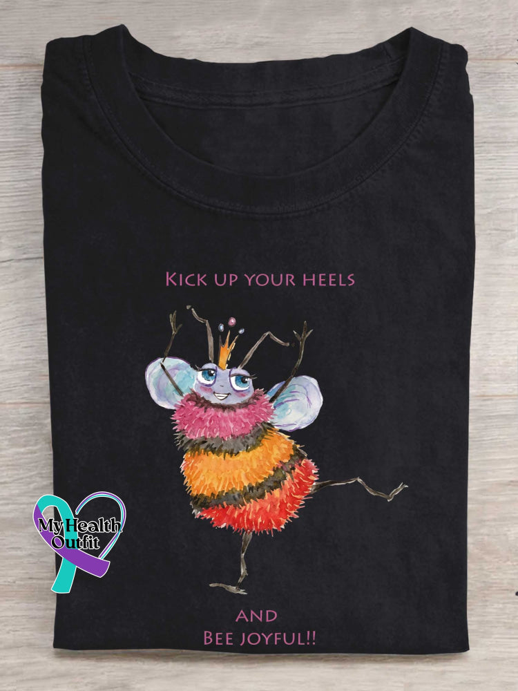 Kick Up Your Heels And Bee Joyful Print T-shirt Black / S