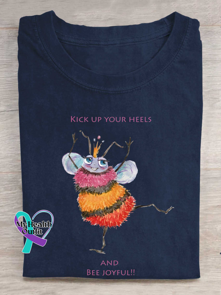 Kick Up Your Heels And Bee Joyful Print T-shirt Blue / S