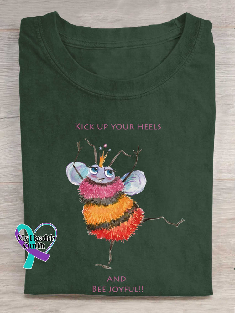 Kick Up Your Heels And Bee Joyful Print T-shirt Green / S