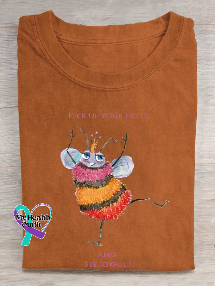 Kick Up Your Heels And Bee Joyful Print T-shirt Orange / S