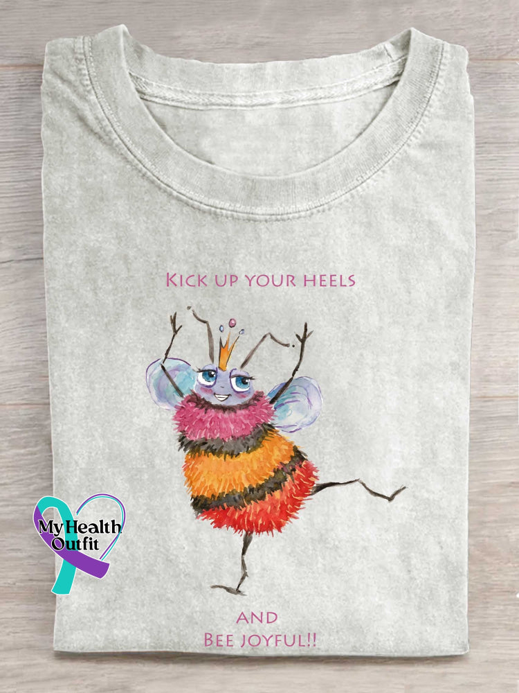 Kick Up Your Heels And Bee Joyful Print T-shirt White / S