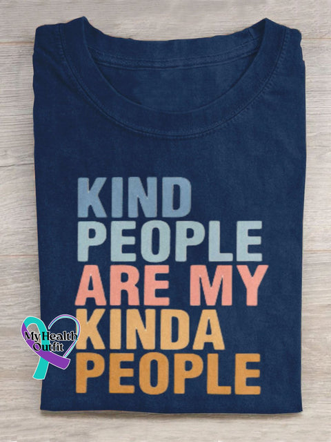 Kind People Are My Kinda Art Print Design T-Shirt Navy Blue / S