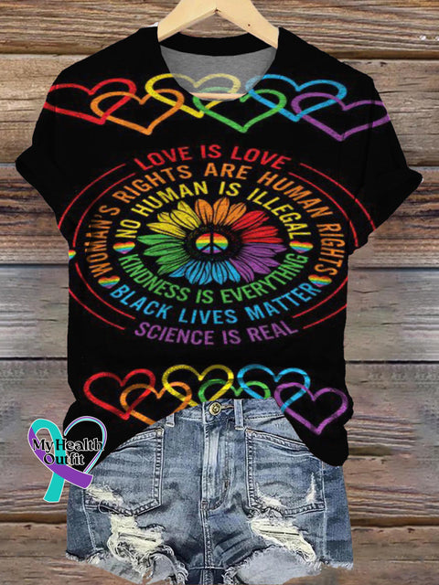 Kindness Is Everything Rainbow Print Casual Crew Neck Short Sleeve T-Shirt Multicolor / S