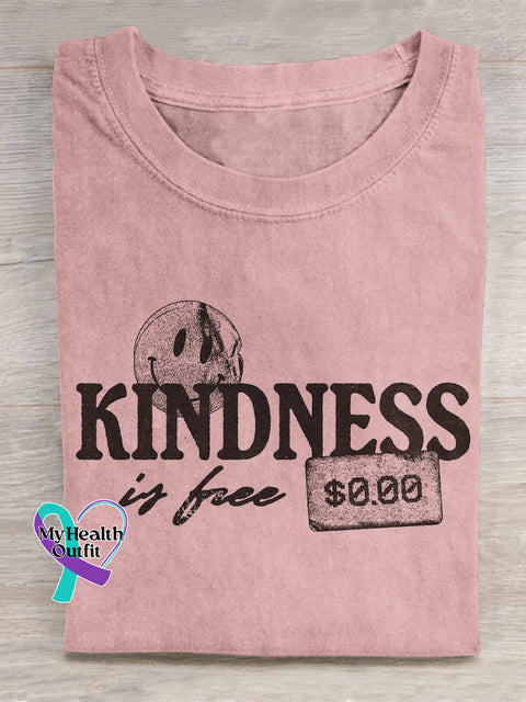 “Kindness Is Free” Positive Attitude Statement Slogan Printed T-Shirt Pink / S