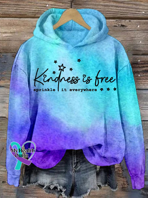 Kindness Is Free Print Long Sleeve Sweatshirt Multicolor / S