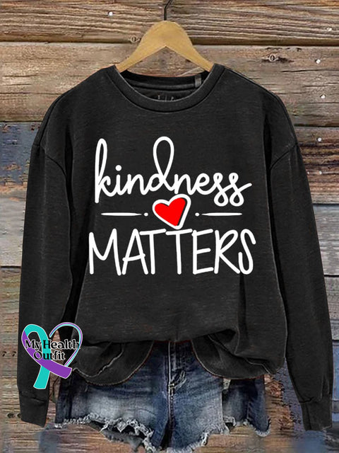 Kindness Matter Print Casual Sweatshirt Black / S