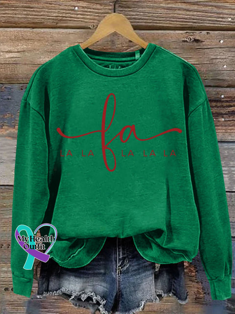 Lalala Holiday Print Casual Sweatshirt Green / S