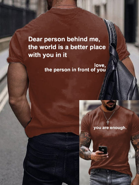 🔥Last Day 49% Off🔥 Men’s You Are Enough Printed Round Neck T-Shirt Coffee / S