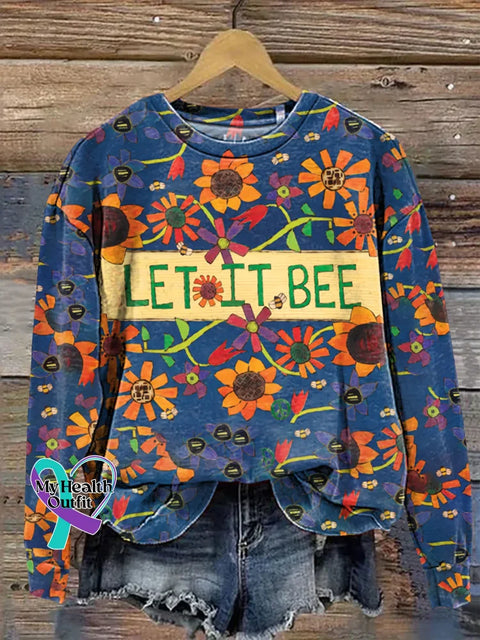 Let It Be Floral Print Casual Sweatshirt Multicolor / S