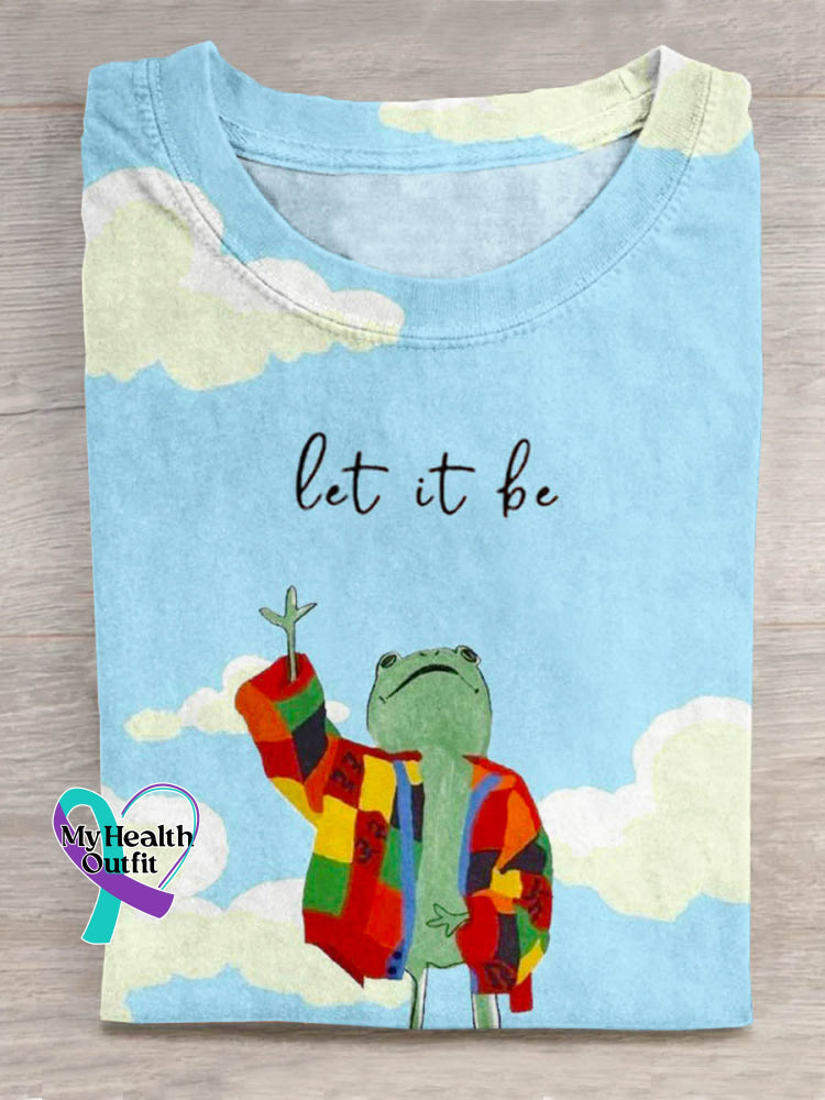 Let It Be Funny Frog Art Print Casual T-shirt Multicolor / S