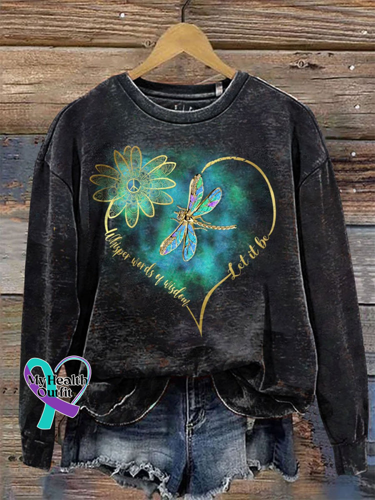 Let It Be Print Casual Sweatshirt Black / S