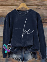 Let It Be Print Casual Sweatshirt Blue / S