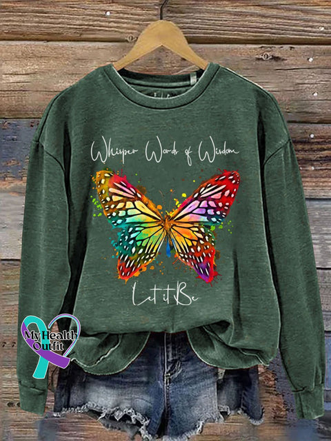 Let It Be Print Casual Sweatshirt Green / S