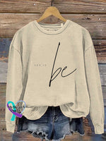 Let It Be Print Casual Sweatshirt Khaki / S