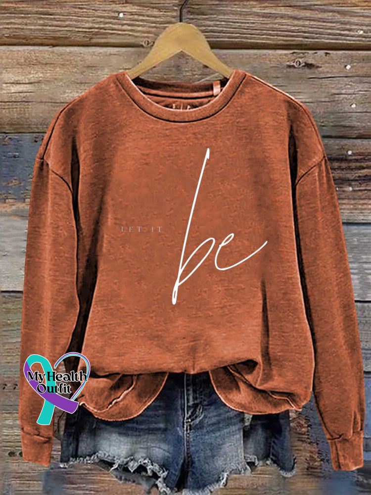 Let It Be Print Casual Sweatshirt Orange / S