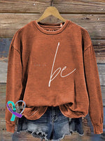 Let It Be Print Casual Sweatshirt Orange / S
