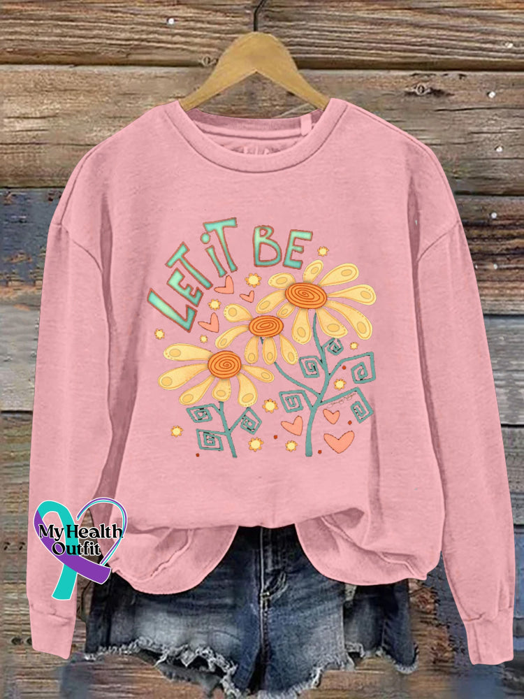 Let It Be Printed Casual Sweatshirt Pink / S