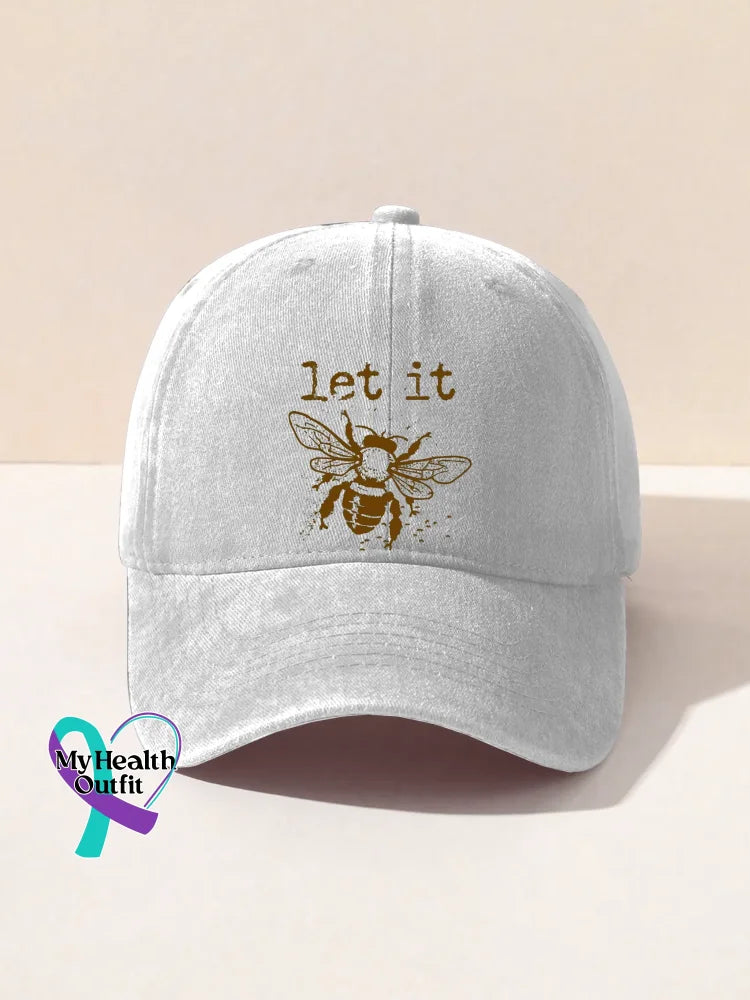 Let It Bee Art Baseball Cap White / Onesize