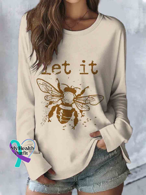 Let It Bee Art Casual Long Sleeve Top Apricot / S
