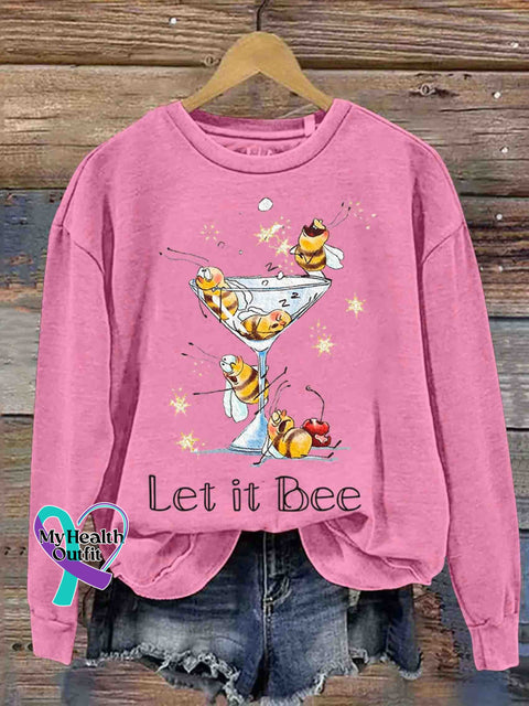 Let It Bee Art Casual Sweatshirt Pink / S