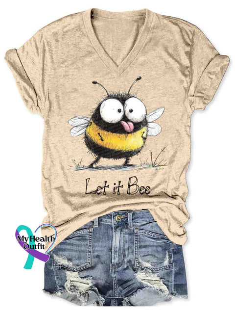 Let It Bee Art Casual T-Shirt Apricot / S