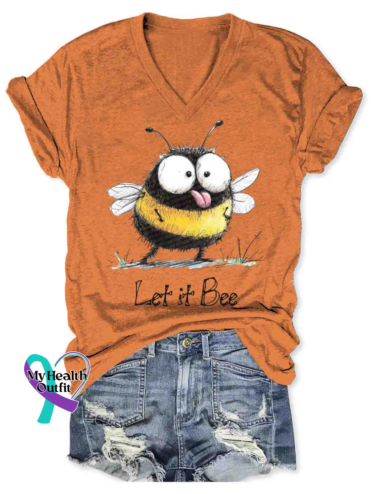 Let It Bee Art Casual T-Shirt Orange / S