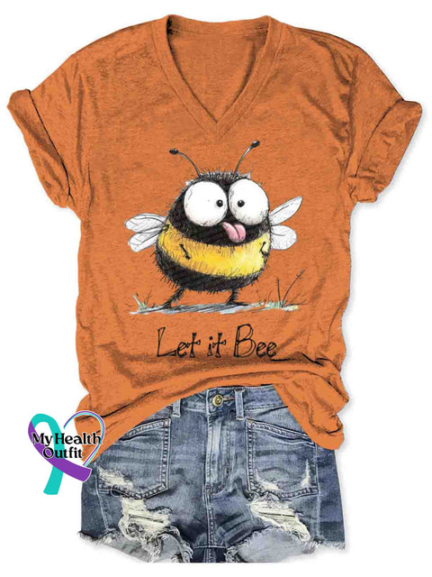 Let It Bee Art Casual T-Shirt Orange / S