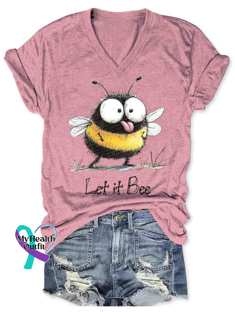 Let It Bee Art Casual T-Shirt Pink / S