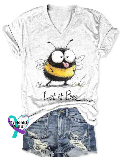Let It Bee Art Casual T-Shirt White / S