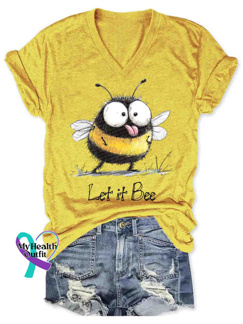 Let It Bee Art Casual T-Shirt Yellow / S