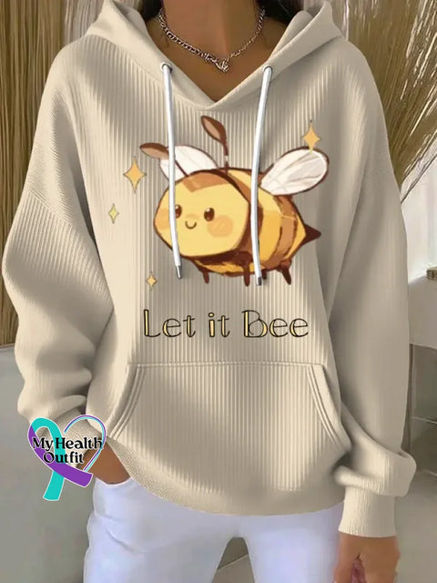 Let It Bee Art Funny Print Casual Hoodie Sweatshirt Apricot / S