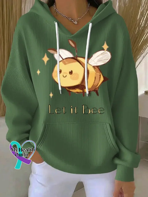 Let It Bee Art Funny Print Casual Hoodie Sweatshirt Green / S